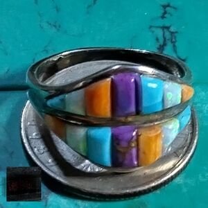 🌟SANTA FE🌟MOJAVE TURQUOISE & OPAL/ STERLING RING.-5 AVAILABLE)